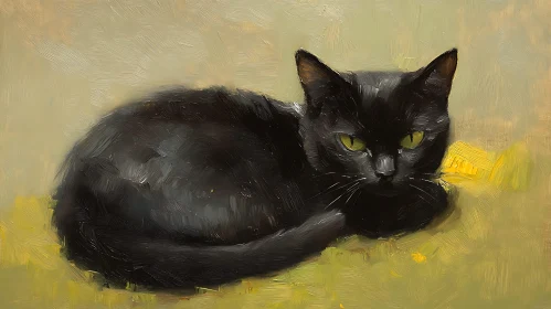 Resting Black Cat Art