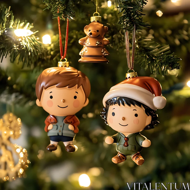 Adorable Holiday Tree Decorations AI Image