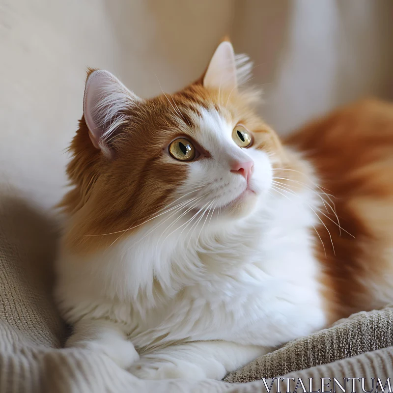 Charming Ginger and White Cat with Expressive Eyes AI Image