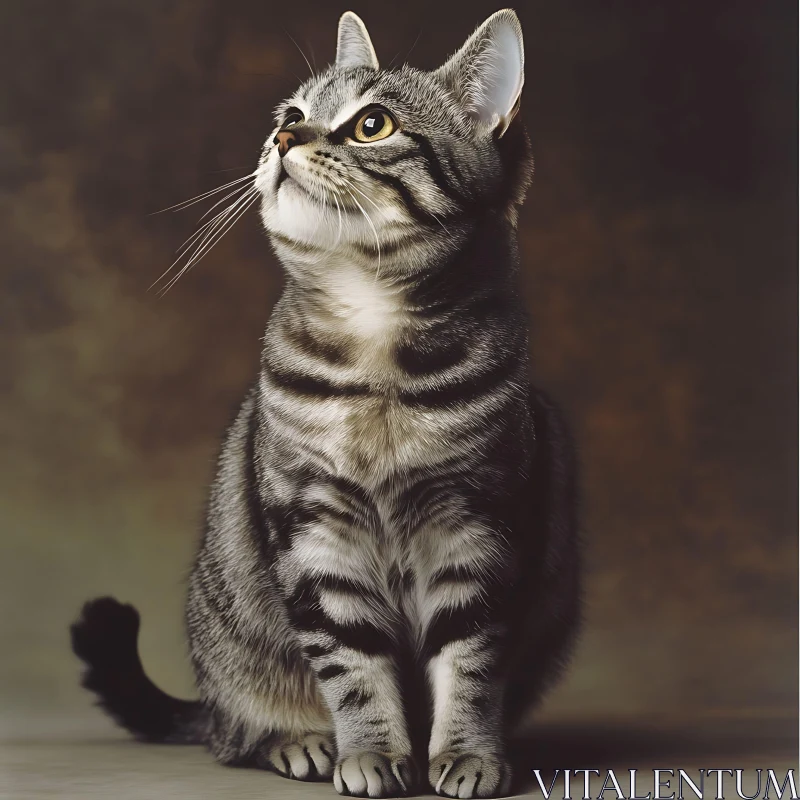 Graceful Grey Tabby Cat Portrait AI Image