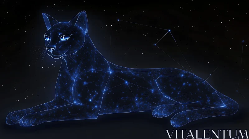 Cosmic Cat Constellation Art AI Image