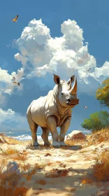 Wildlife Art: Rhinoceros in Nature