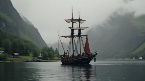 Enigmatic Ancient Ship in Mist | Norwegian Nature | UHD Image
