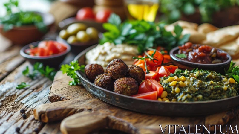 Exquisite Mediterranean Mezze Platter: A Gastronomic Delight AI Image