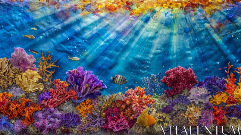 Vibrant Coral Reef and Colorful Fish in Underwater Scene AI Image