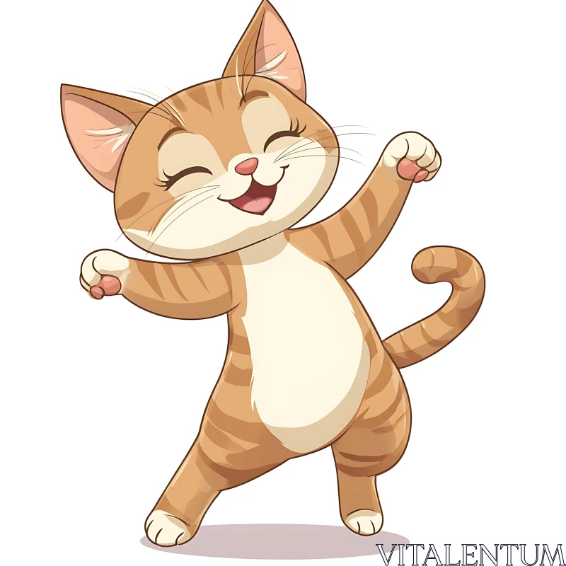 Cheerful Dancing Cat Cartoon AI Image