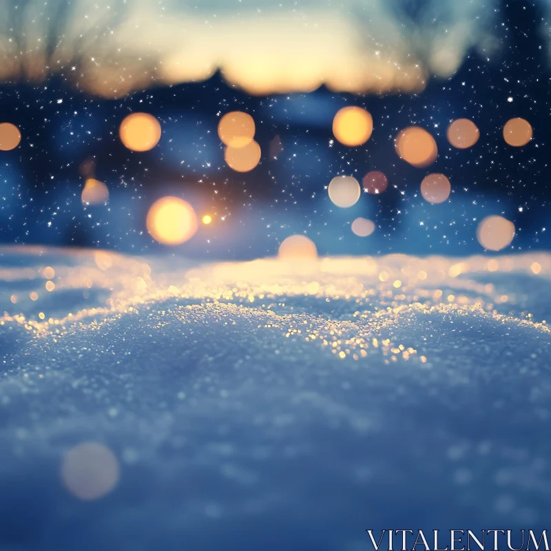 AI ART Winter Twilight with Snow and Lights