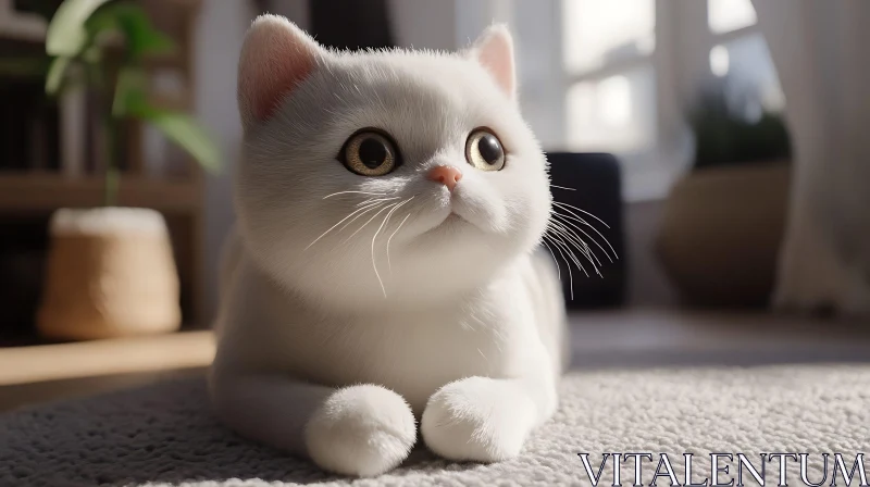 Adorable White Kitten AI Image