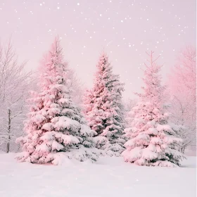 Snowy Pines in a Winter Landscape