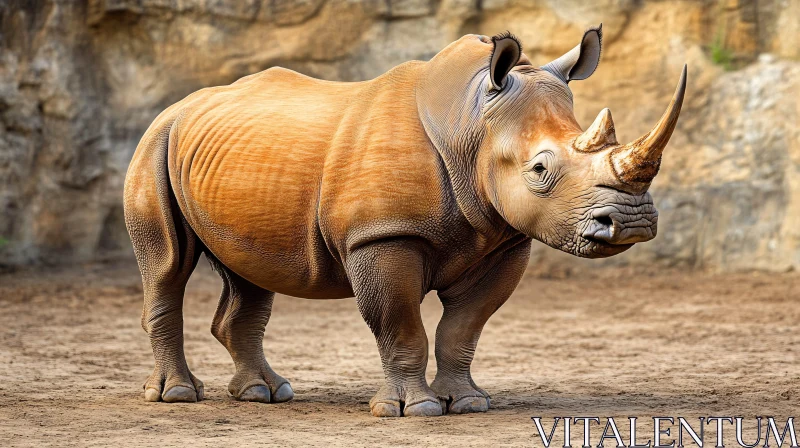 Wild Rhino on Rocky Terrain AI Image