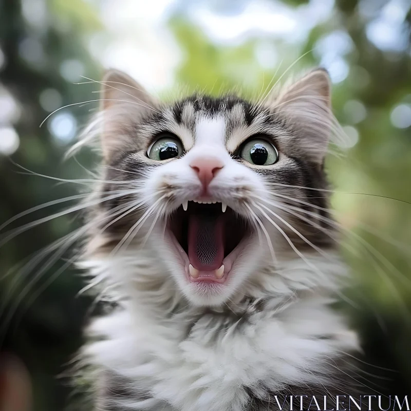 Expressive Tabby Cat in Nature AI Image