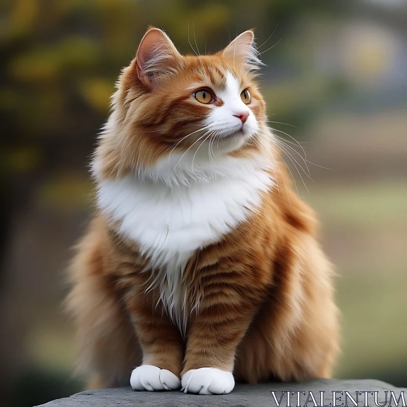 Majestic Ginger Cat with Fluffy Fur AI Image