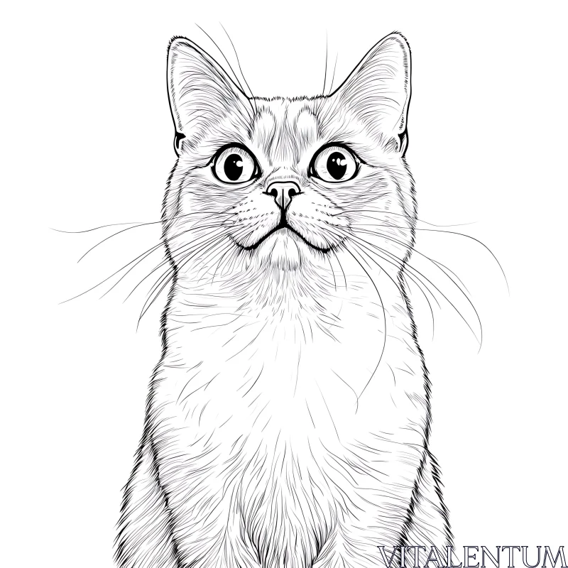 Expressive Feline Illustration AI Image