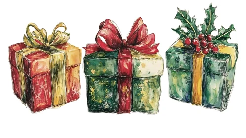 Festive Holiday Presents with Intricate Wrapping