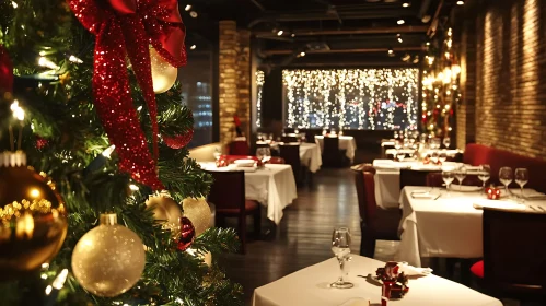 Elegant Holiday Decorations in Dining Area