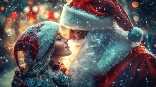 Santa Claus with Warm Festive Snowy Atmosphere