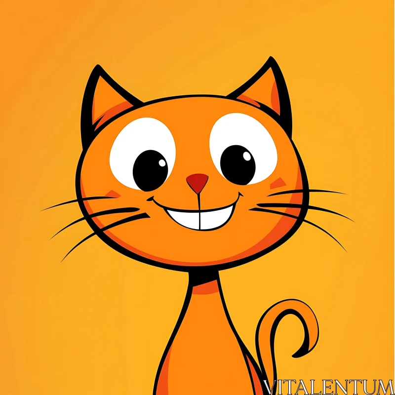 Smiling Orange Feline Art AI Image