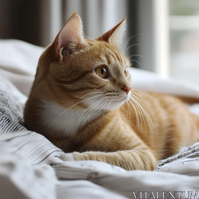 Serene Ginger Cat in Natural Light AI Image