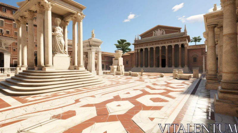 Ancient Roman Forum - Historical Scene of Bustling Activity AI Image