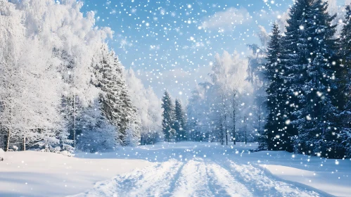 Magical Snowy Woodland Scene