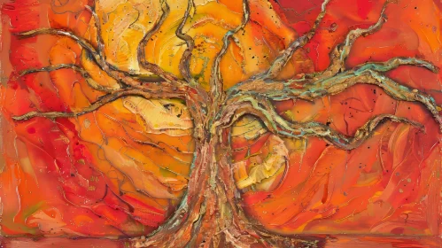 Impasto Tree Painting with Vibrant Colors