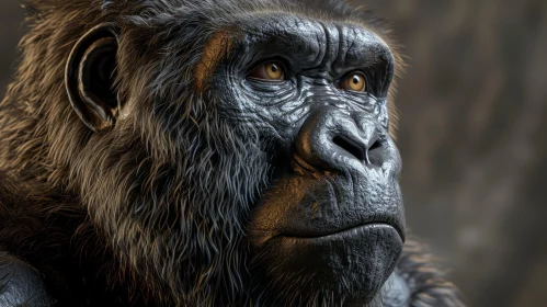 Photorealistic Gorilla Portrait with Calm Expression