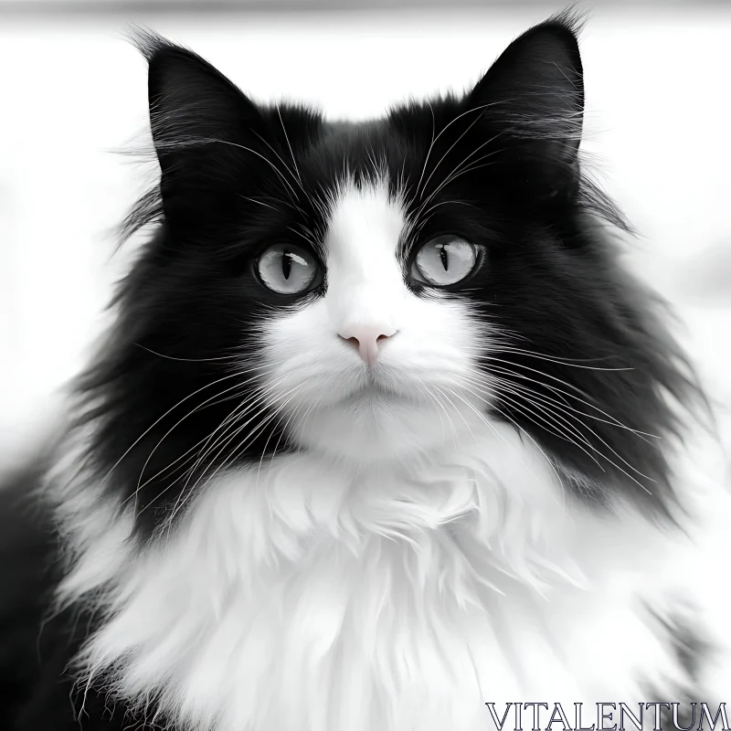 Expressive Eyes of a Fluffy Cat AI Image