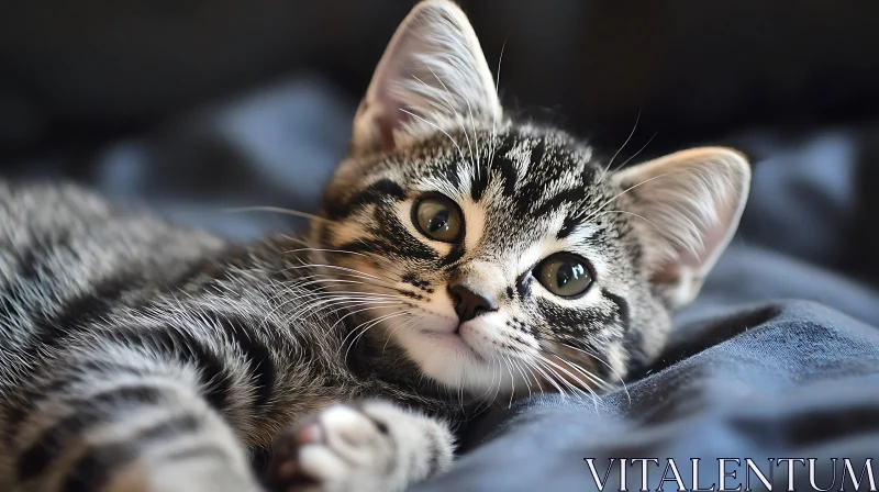 Charming Young Tabby Kitten Resting AI Image