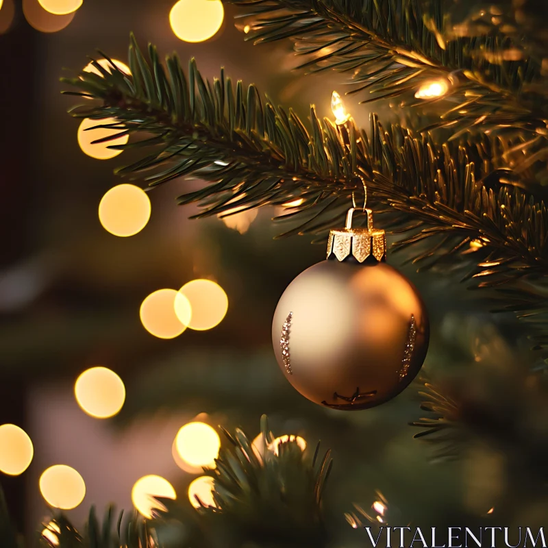 Golden Holiday Ornament in Festive Lighting AI Image