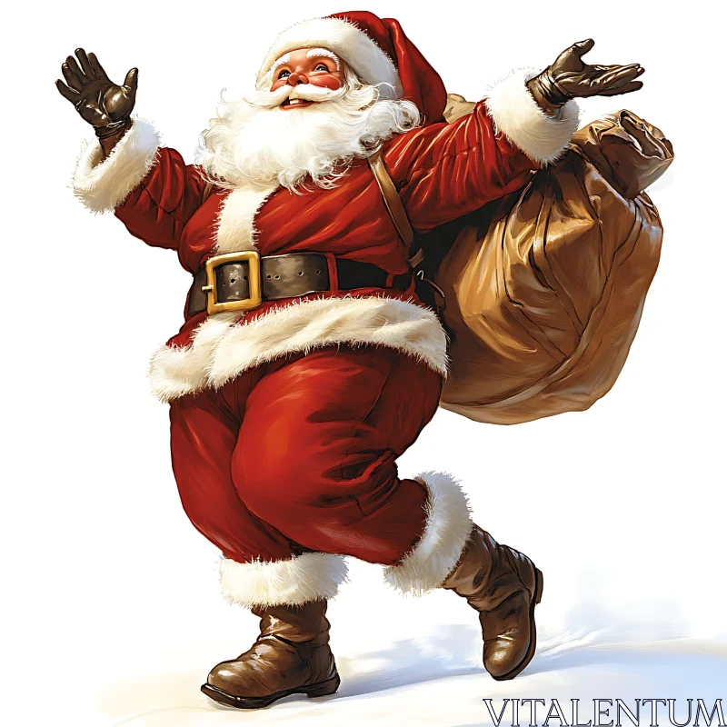 Festive Santa Carrying Gifts AI Image