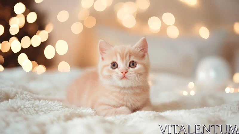 Cute Kitten with Bokeh Background AI Image