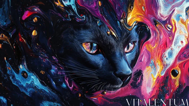 AI ART Vivid Cosmic Cat Abstract