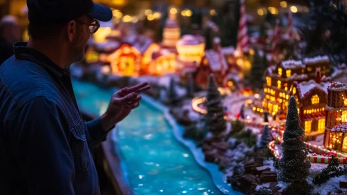 Miniature Christmas Village Scene with Gingerbread Houses