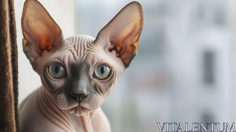 Hairless Sphynx Cat with Prominent features AI Image