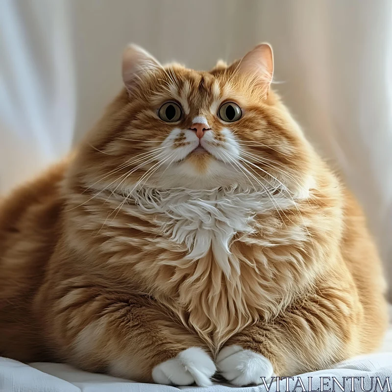 Ginger Cat with Luxurious Fur AI Image