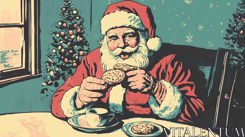 Santa Claus at the Christmas Table AI Image