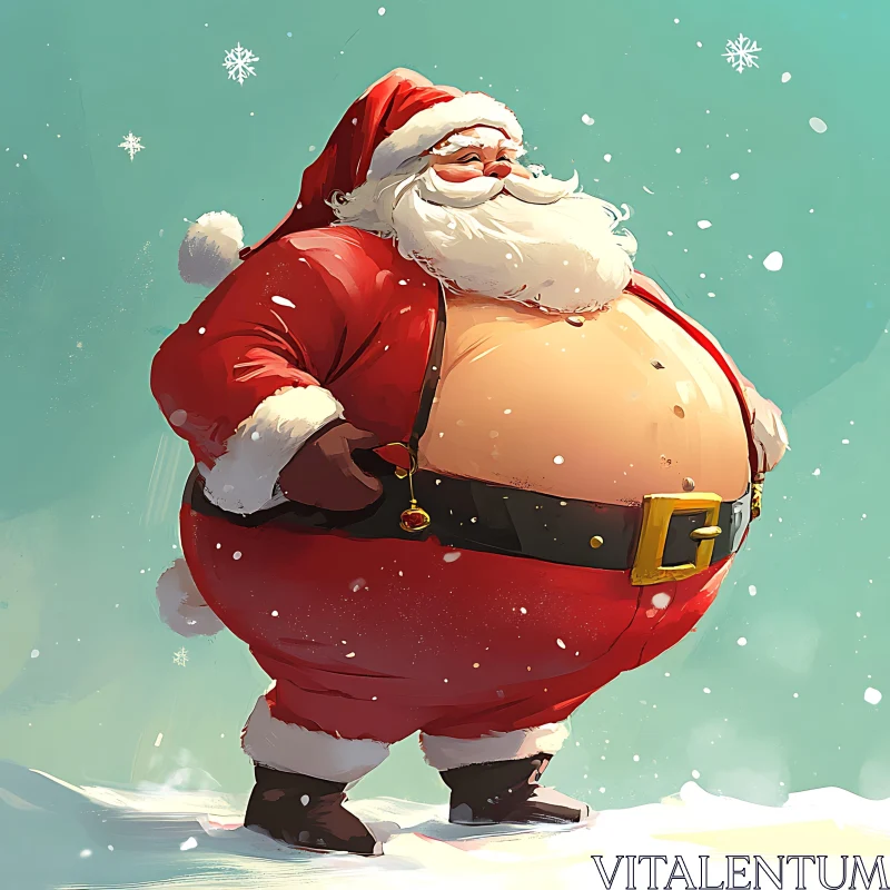 Festive Santa with Snowflakes AI Image