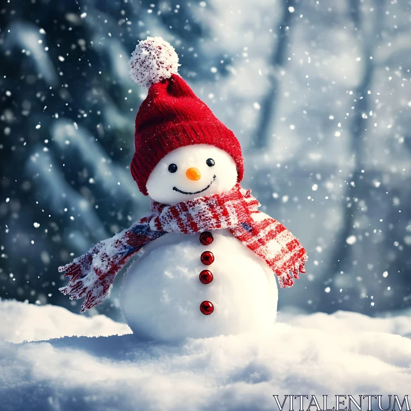 Snowman in Winter Wonderland AI Image