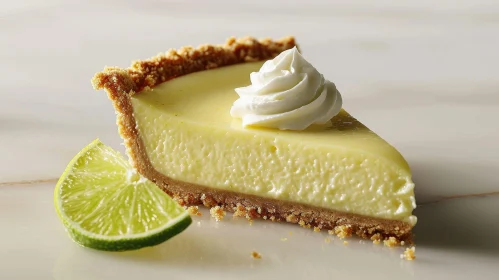 Delicious Key Lime Pie with Whipped Cream and Lime Wedge