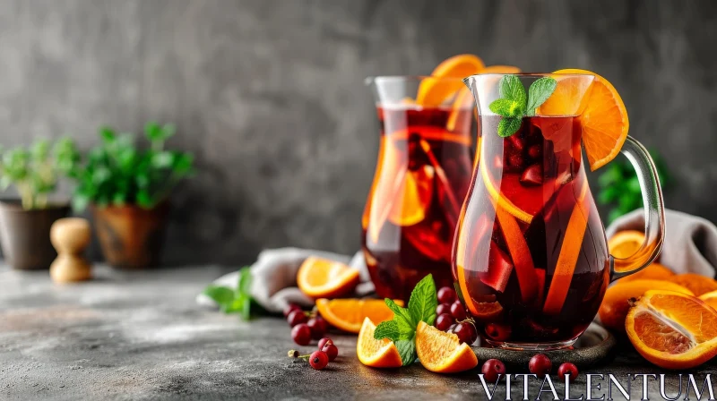Exquisite Sangria: A Captivating Image of Spanish Wine Punch AI Image