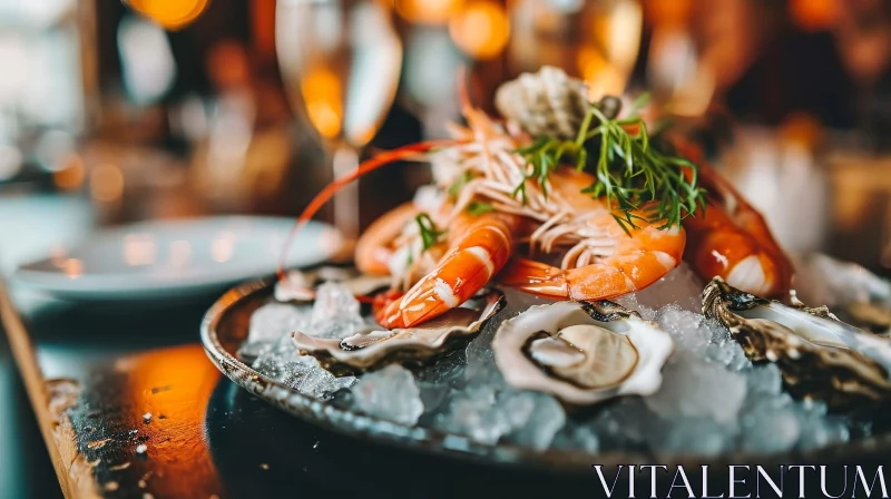 Exquisite Seafood Platter on Ice | Fine Dining Delight AI Image