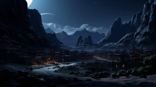 Moonlit Town on the Mountain | Serene and Calm