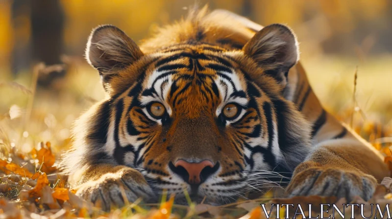 Power and Grace: Close-up of a Majestic Tiger's Face AI Image