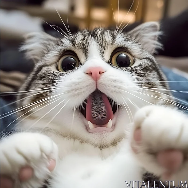 Wide-Eyed Cat Surprised Picture AI Image