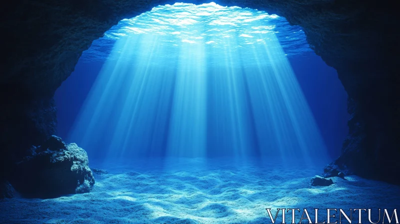 Sunlit Underwater Cave AI Image