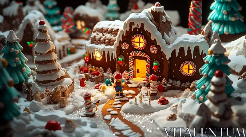 Whimsical Gingerbread Village with Holiday Cheer AI Image