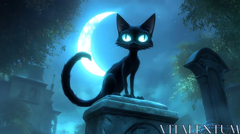 AI ART Ethereal Nighttime Cat