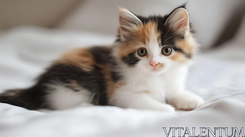 AI ART Cute Calico Kitten Relaxing