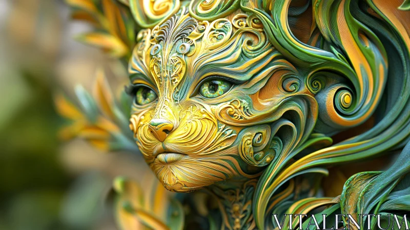 AI ART Mystical Feline Art in Swirling Organic Designs