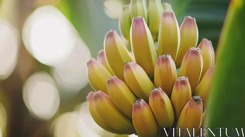 AI ART Bunch of Ripe Bananas Hanging on a Banana Plant